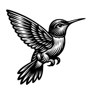 Hummingbird In A Black Tattoo Style