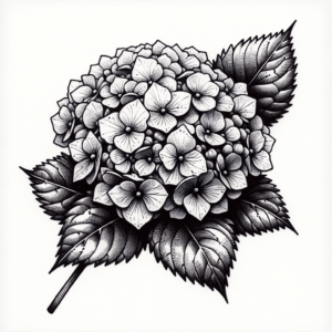 Hydrangea In A Trash Polka Tattoo Style