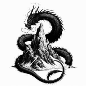 Hyper-Realistic Dragon Wrapped Around A Mountain