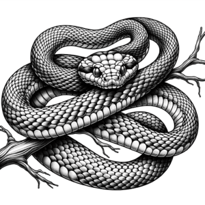 Hyper-Realistic Snake Wrapped Around A Branch