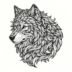 Intricate Fine Line Wolf