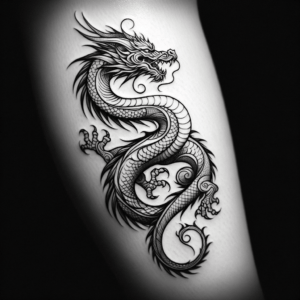 Intricate Linework Dragon Tattoo