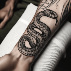 Intricate Linework Snake Tattoo