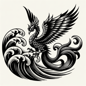 Japanese Phoenix With Waves
