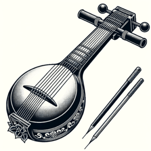 Japanese Tattoo Design Of A Shamisen