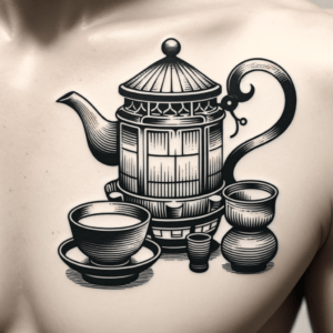 Japanese Tattoo Design Of A Tea Ceremony Set
