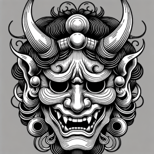 Japanese Tattoo Design Of A Tengu Mask