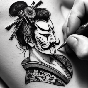 Japanese Tattoo Of A Kabuki Actor