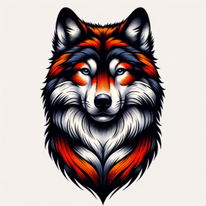 Japanese Wolf With Vibrant Colors