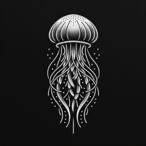 Jellyfish In Dotwork Lines