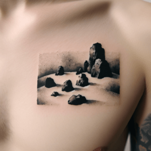 Karesansui Depicted In A Japanese Tattoo