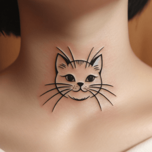 Linework Cat With Whiskers