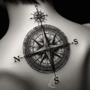 Linework Compass With North Star