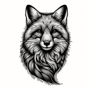 Linework Fox With Detailed Fur