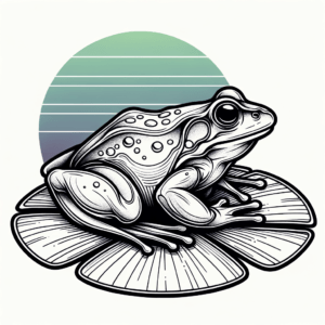 Linework Frog On A Lily Pad