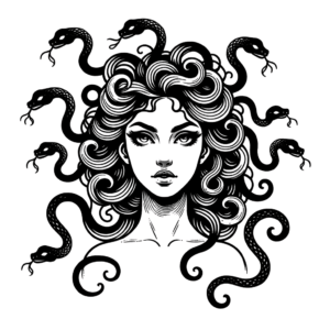 Linework Medusa With Elegant Lines