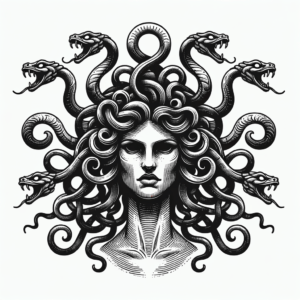 Linework Medusa With Intricate Details