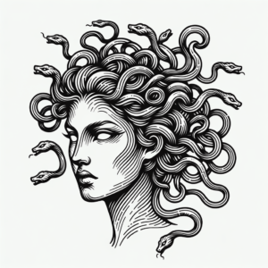 Linework Medusa With Precise Lines