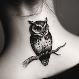 Linework Owl On A Branch