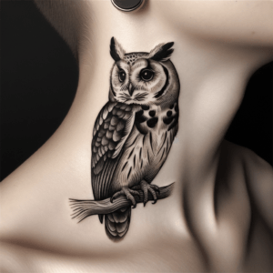 Linework Owl On A Branch