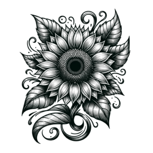 Linework Sunflower With Fine Lines