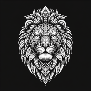 Lion In Polynesian Lines