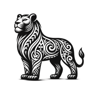 Lioness In A Polynesian Tattoo Style