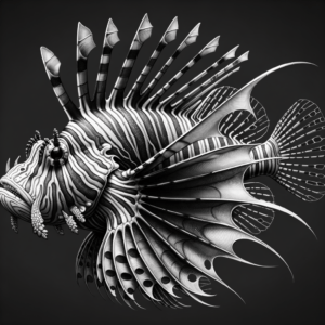 Lionfish In 3D Tattoo Style