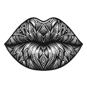 Lips In Tribal Tattoo Design