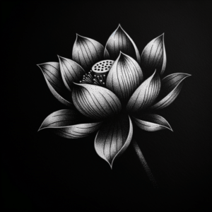 Lotus Flower Depicted In A Dotwork Tattoo