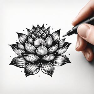 Lotus Flower In Black Lines