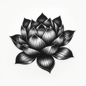 Lotus Flower In Blackwork Tattoo Style