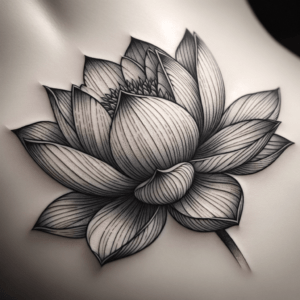 Lotus Flower In Embroidery Tattoo Style