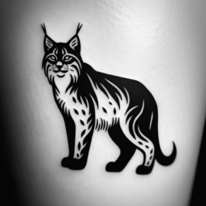 Lynx In Blackout Tattoo Style