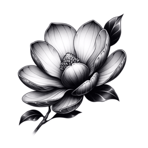 Magnolia Depicted In A Trash Polka Tattoo