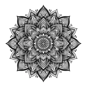 Mandala In Black And Grey Lines