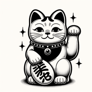 Maneki-Neko In Japanese Lines
