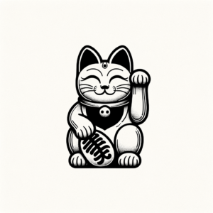 Maneki-Neko In Japanese Tattoo Style