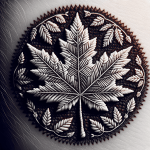 Maple Leaf Depicted In An Embroidery Tattoo