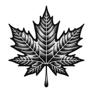 Maple Leaf In A Dotwork Tattoo Style