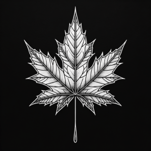 Maple Leaf In Japanese Lines