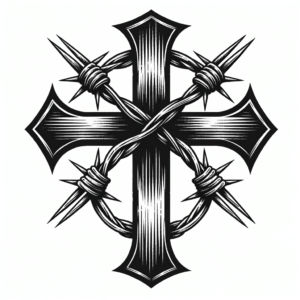 Masculine Cross With Barb Wire