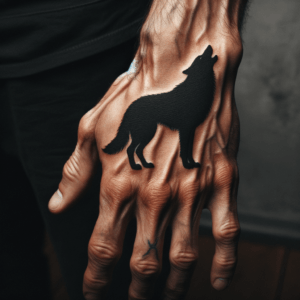 Masculine Wolf Silhouette On The Back Of The Hand