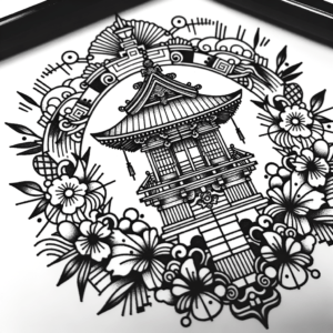Mikoshi Shrine In Japanese Lines