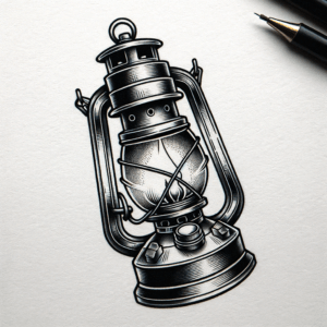 Miners Lantern In Western Tattoo Style