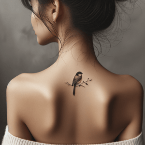 Minimalist Bird Perched On A Branch On The Nape