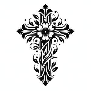 Minimalist Cross And Flowers