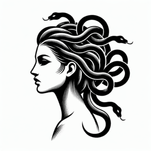 Minimalist Medusa With Snake Hair