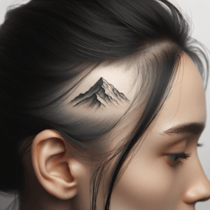 Minimalist Mountain Range On The Side Of The Head