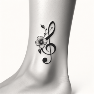 Minimalist Musical Note With A Flower